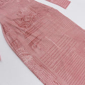 Mesh contrast print lace hem self tie long sleeve midi dress 6