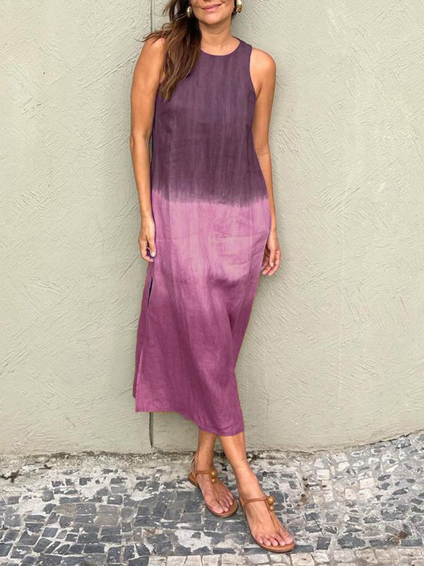 Tie Dye Ombre Sleeveless Midi Dress 6