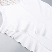 Lace contrast corset sweetheart neck ruffle irregular cami maxi dress 6