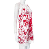 Lace hem contrast v neck backless cami mini dress 8