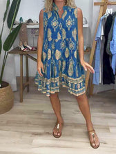 Paisley Print Sleeveless Tiered Mini Dress 4