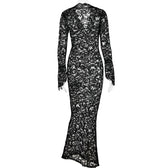 Lace see through long sleeve v neck solid maxi dress 7
