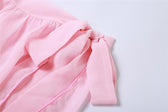 Chiffon ruffle solid irregular ruched self tie tube midi dress - View 8