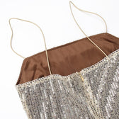 Glitter spaghetti strap zip-up slit backless midi dress 5