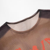 Long sleeve body print sheer mesh crewneck mini dress 4