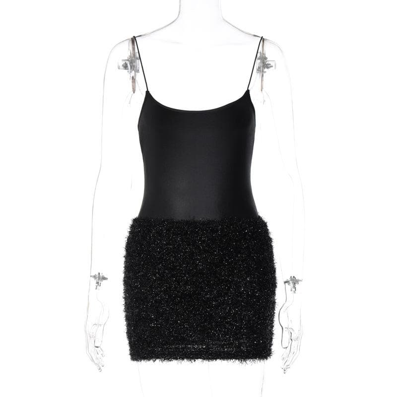 Textured solid satin u neck spaghetti strap sleeveless mini dress 9
