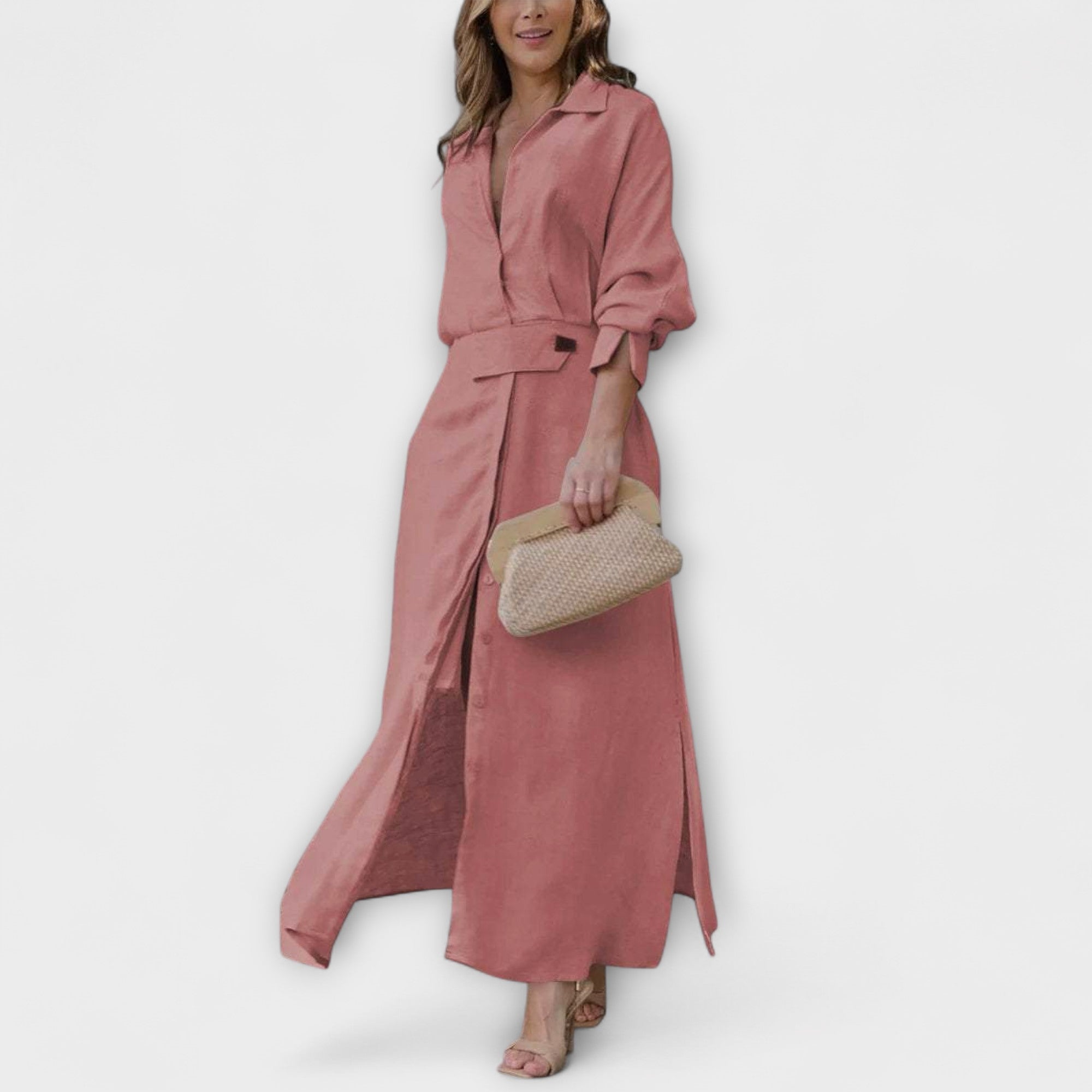 Nancy | Maxi Dress with V-Neck Pink