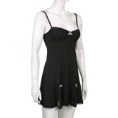 Low cut bowknot lace ruffled cami A line dress 5