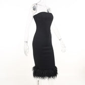 Sleeveless solid feather backless tube dress 3
