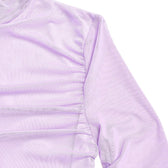 Mesh ruched zip-up long sleeve solid high neck mini dress 5