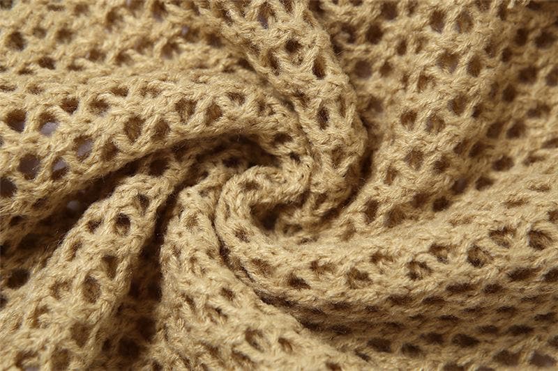 One Shoulder Long Sleeve Crochet Knit Fringe Trim Mini Dress 5