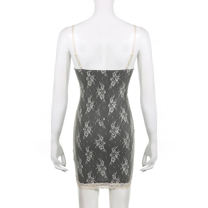 Sheer Lace Tie Front Cardigan and Lace Up Mini Dress Two Piece Set 5