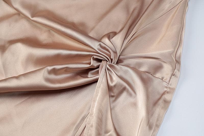 Satin Cowl Neck Cross Strap Twist Knot Split Midi Slip Dress 5