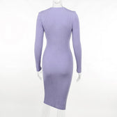 Lace up solid ribbed long sleeve notch neck mini dress 4