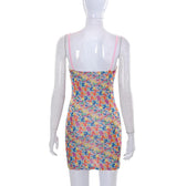 Mesh letter print contrast square neck backless cami mini dress 4