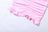 Chiffon ruffle solid irregular ruched self tie tube midi dress - View 7
