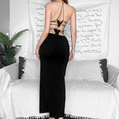 Butterfly applique backless v neck maxi dress 7