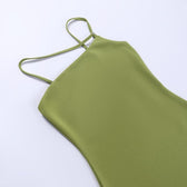 Solid irregular feather patchwork backless mini dress 5