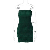Waffle solid lace up spaghetti strap backless mini dress 3