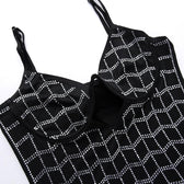 Beaded hollow out v neck backless plaid cami mini dress 4
