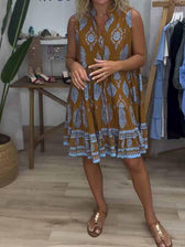 Paisley Print Sleeveless Tiered Mini Dress 2