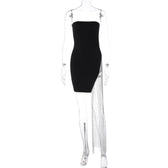 Beaded slit tassels backless patchwork tube mini dress 2