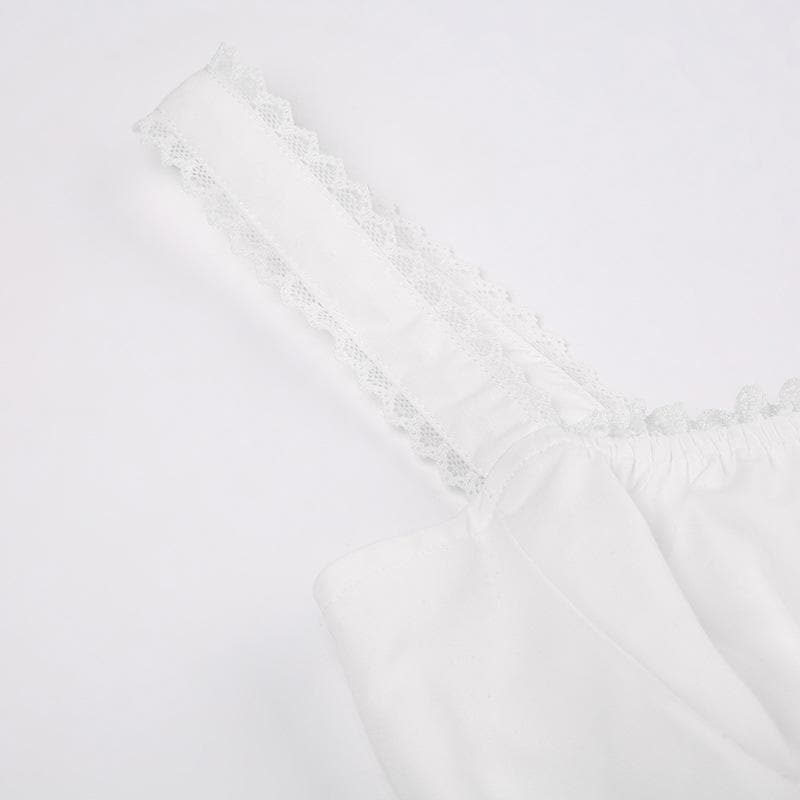 Zip-up lace hem ruched square neck backless solid mini dress 7