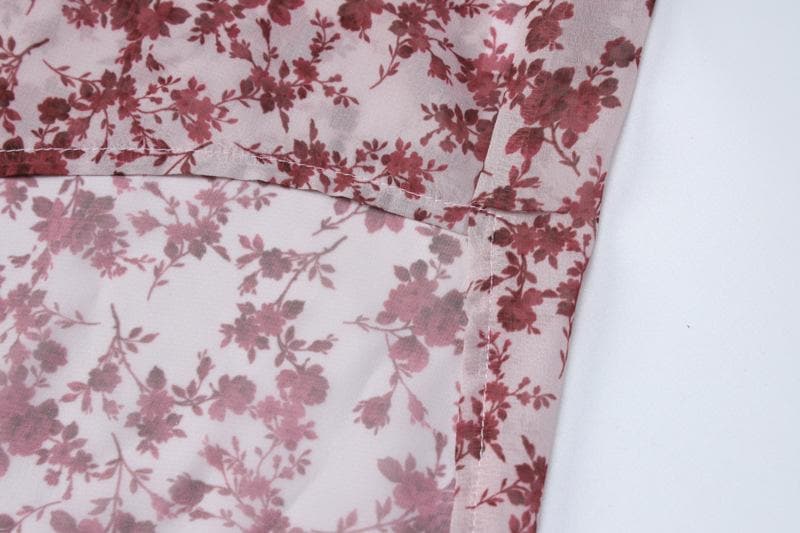 Chiffon flower print contrast backless v neck sleeveless maxi dress 6