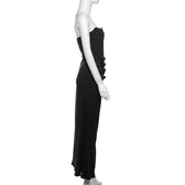Corset solid ruched backless tube maxi dress 8