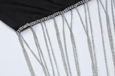 Beaded slit tassels backless patchwork tube mini dress 4