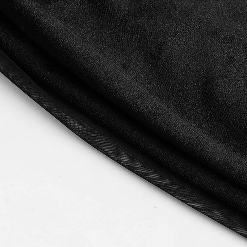 Velvet long puff sleeve ruffle mesh ruched square neck mini dress 7