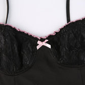 Low cut bowknot lace ruffled cami A line dress 6