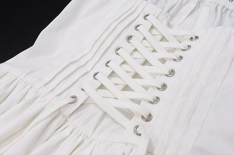 Lace hem lace up ruched backless square neck mini dress 7