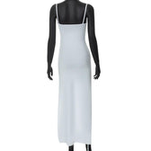 Solid irregular hollow out mesh backless cami mini dress 4