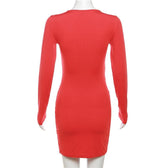 Mesh long sleeve crewneck patchwork contrast mini dress 3