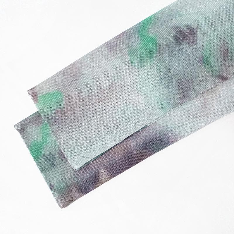 Long sleeve crewneck tie dye mesh gloves contrast midi dress 6