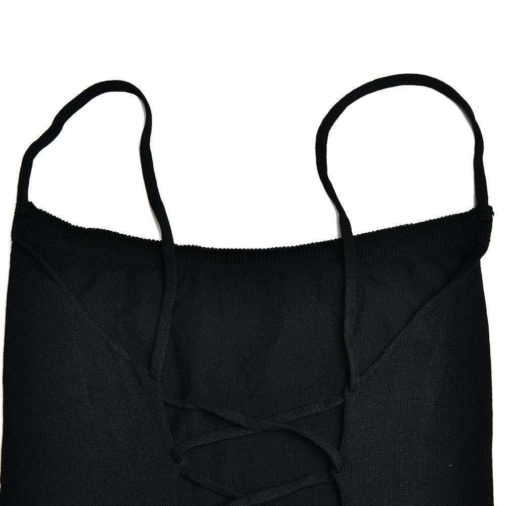 Lace up square neck slit solid backless cami maxi dress 6