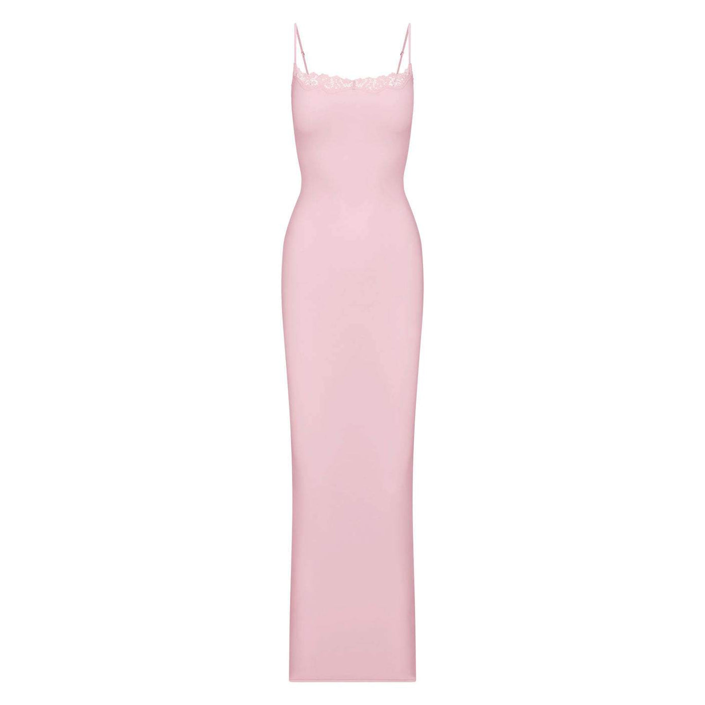Lace hem square neck solid backless cami maxi dress 5