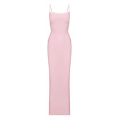 Lace hem square neck solid backless cami maxi dress 5
