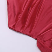 Slit solid satin one shoulder irregular ruched maxi dress 5
