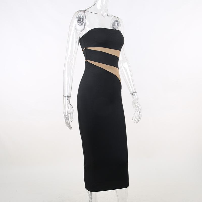 Mesh patchwork contrast irregular tube mini dress 4