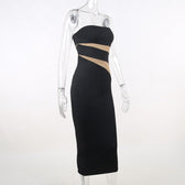 Mesh patchwork contrast irregular tube mini dress 4