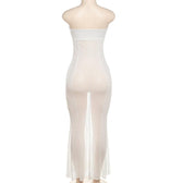 Mesh see through o ring hollow out backless tube maxi dress 6