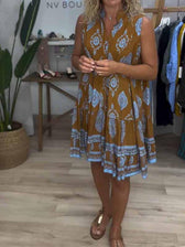 Paisley Print Sleeveless Tiered Mini Dress 3