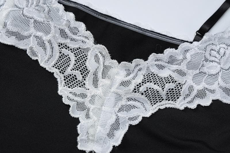 V neck lace hem contrast irregular cami maxi dress 6