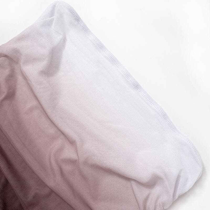 Gradient sheer mesh see through ruched tube maxi dress 5