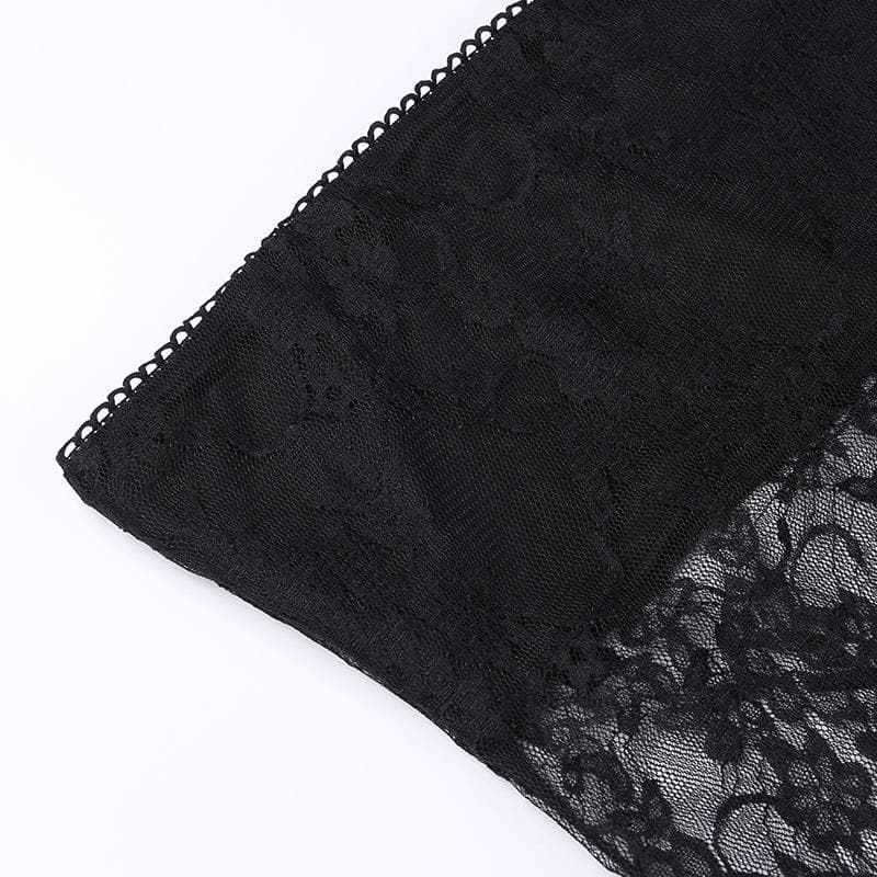 Strapless Sheer Floral Lace Side Slit Tube Mini Dress 5