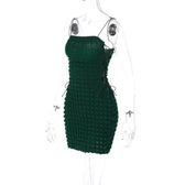 Waffle solid lace up spaghetti strap backless mini dress 4