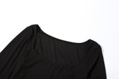Mesh patchwork solid long sleeve square neck midi dress 7