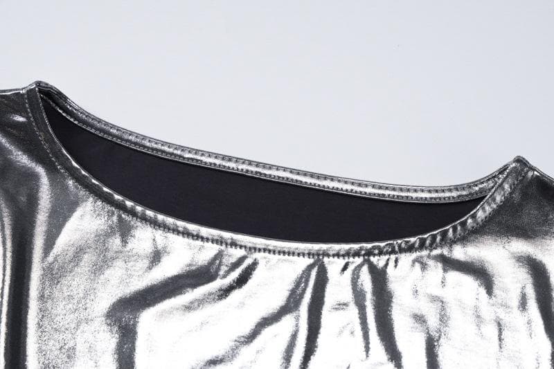 Metallic long sleeve round neck mini dress 5